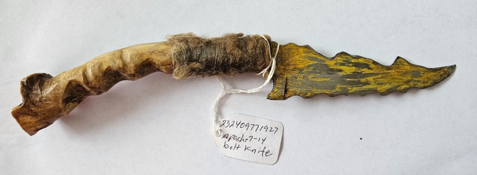 Rare Antique Native American Apache 9" Belt Knife Stag Bone Handle ca 1930