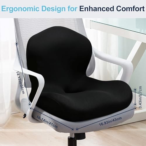 Seat Cushion, Office Chair Cushion, L-Shaped Ergonomic Car Seat Cushions, Black