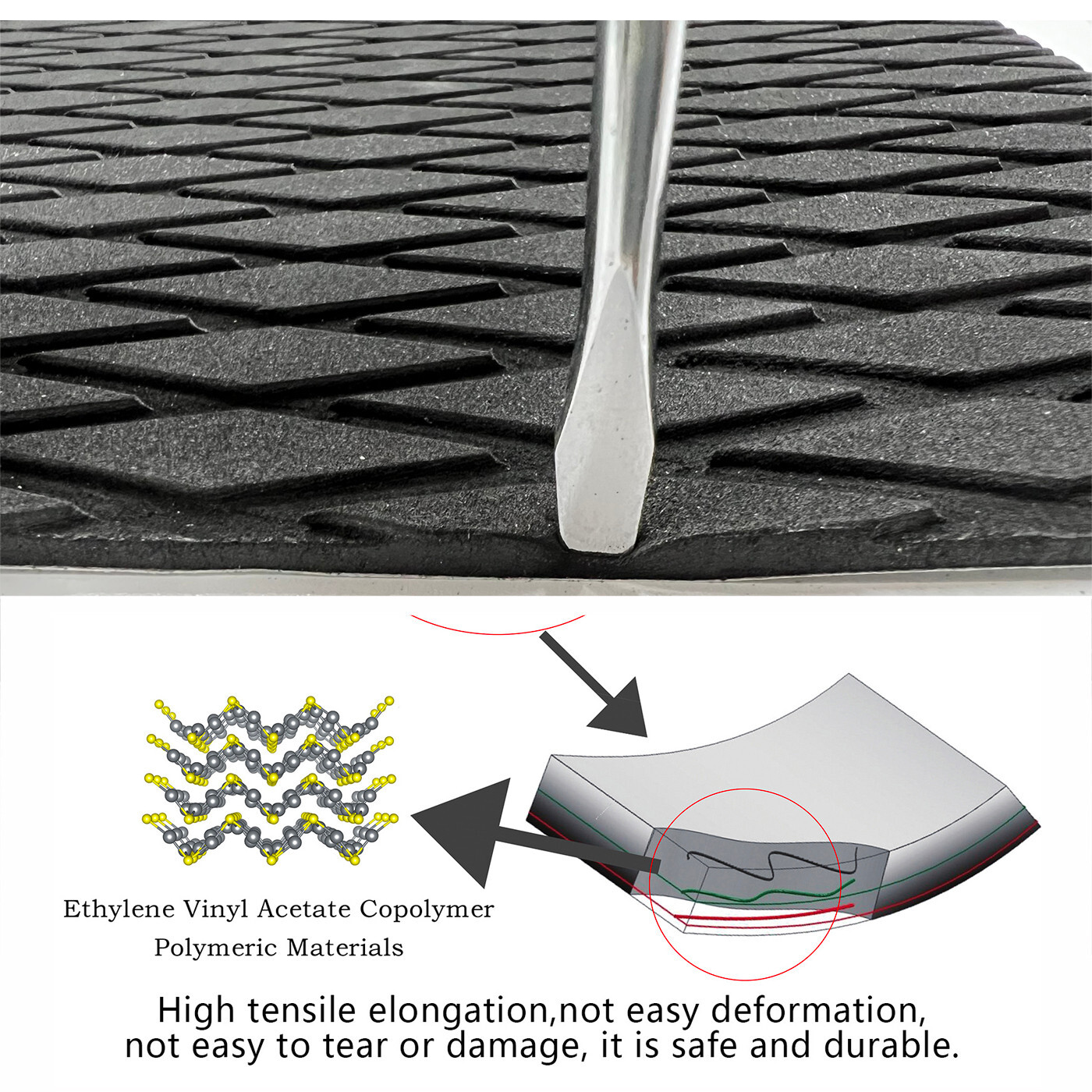 Black Diamond EVA Foam Boat Flooring Marine Decking Carpet , Kayak Surfboad Pad