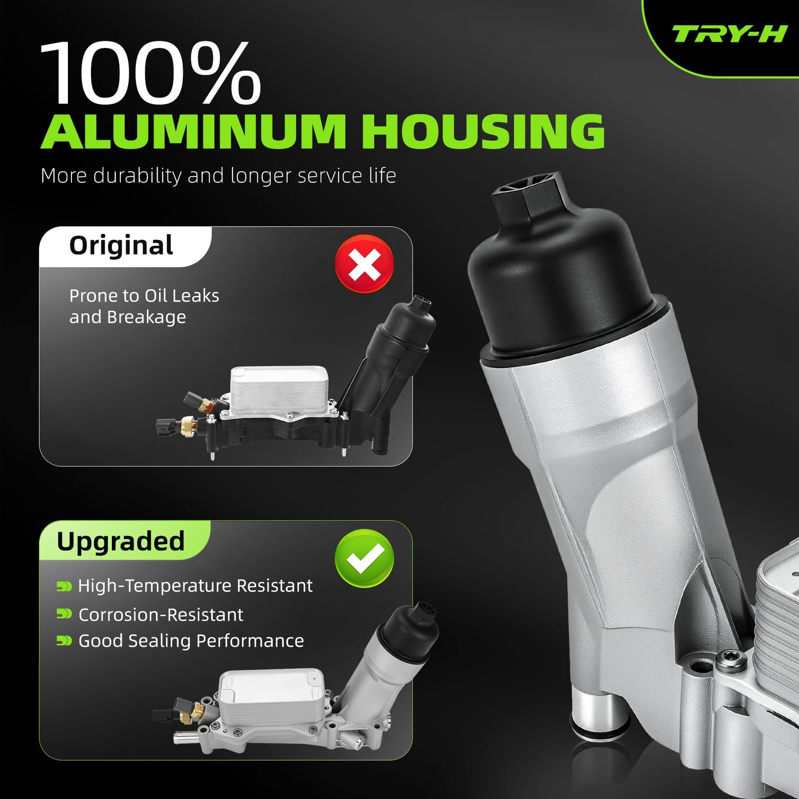 926-876 Aluminum Engine Oil Cooler Filter Housing for 2011-16 Chrysler 200 300..