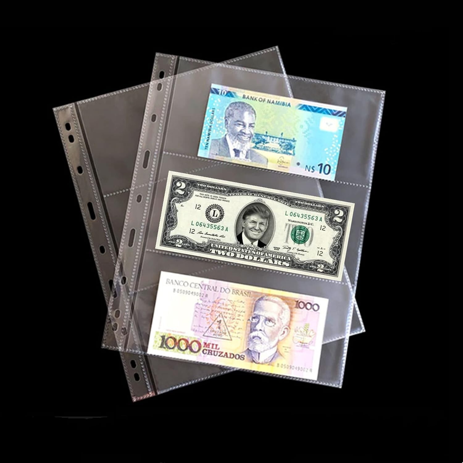 100 Sheets Currency Pages 3‑Pocket Sleeves – Archival Quality for Paper Money