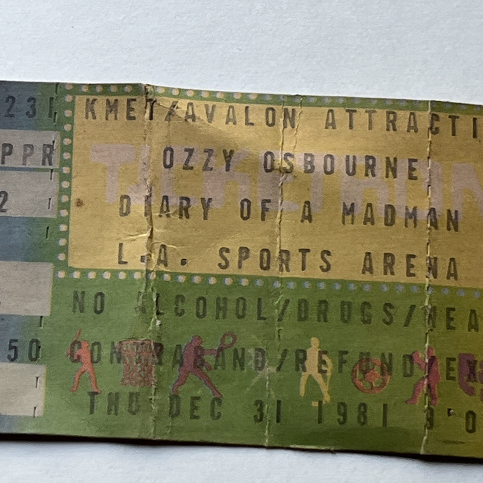 Ozzy Osbourne New Years 1981 Concert Ticket LA Sports Arena