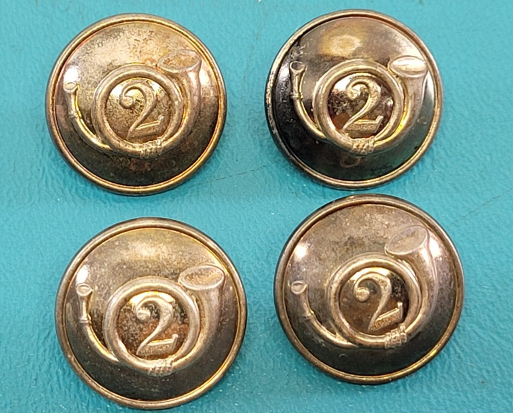 4 Spanish Amer War Army 2nd Light Infantry Buttons Silver Plate TW&W PARIS T1195
