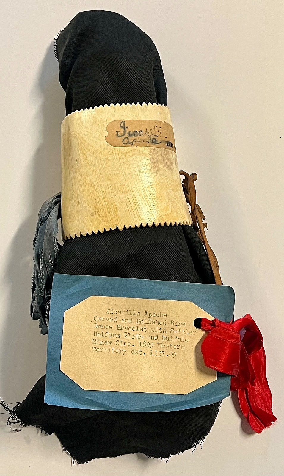 Original Native American Apache Indian Carved Ceremonial Dance Bracelet; Papers