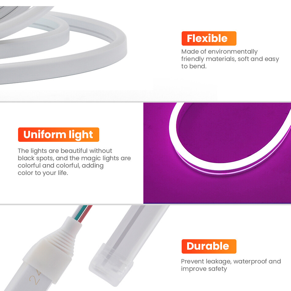 DC 12V 24V WS2811 8x16mm Neon strip Addressable RGB Dream color LED stirp light