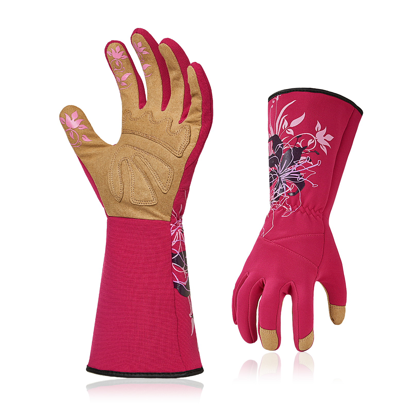 Vgo 1Pair Synthetic Leather Gardening Gloves, Washable Work Gloves (SL7445)