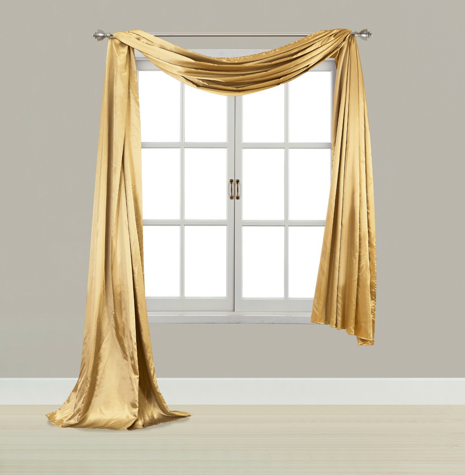 EliteHomeProducts Satin Window Scarf,Swag Valance, Fully Stitched & Hemmed