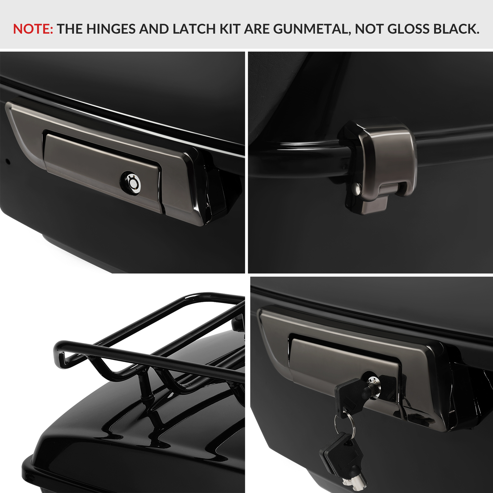 13.7“ King Trunk with Wrap Backrest Mount Rack Fit For Harley Touring '14-25