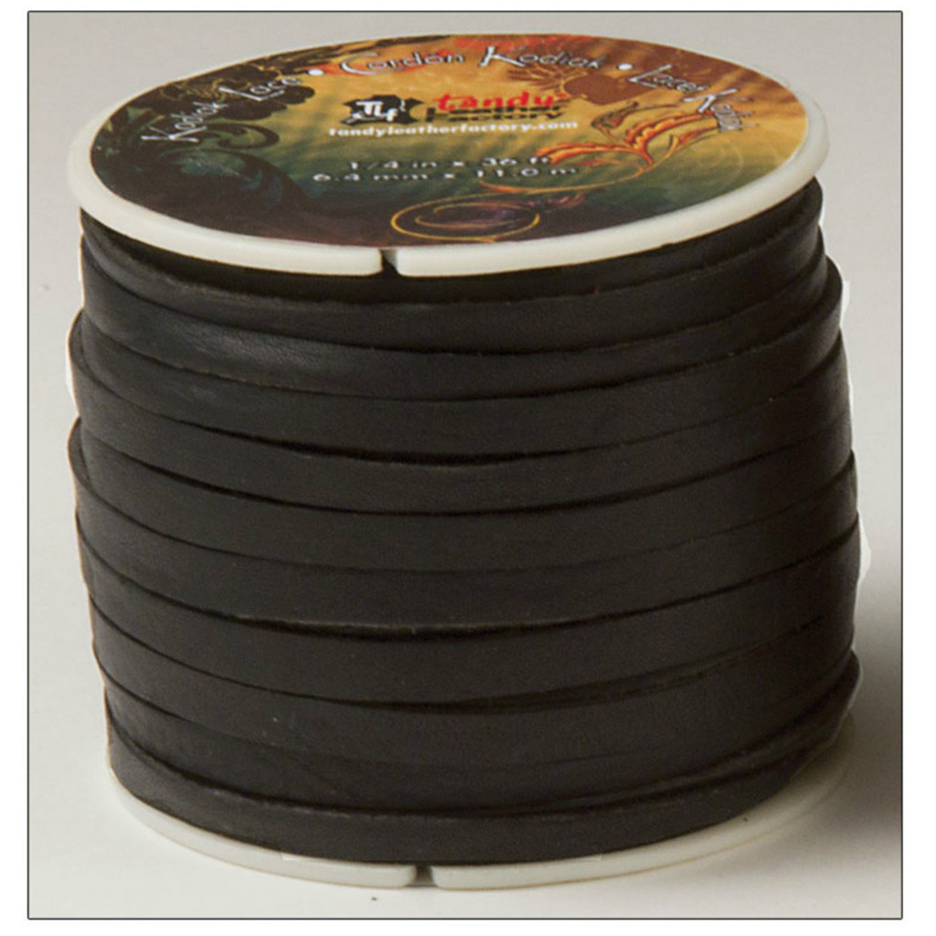 Kodiak Lace 1/4" x 36 ft. (6.4 mm x 11 M) Black by Tandy Leather # 5076-01