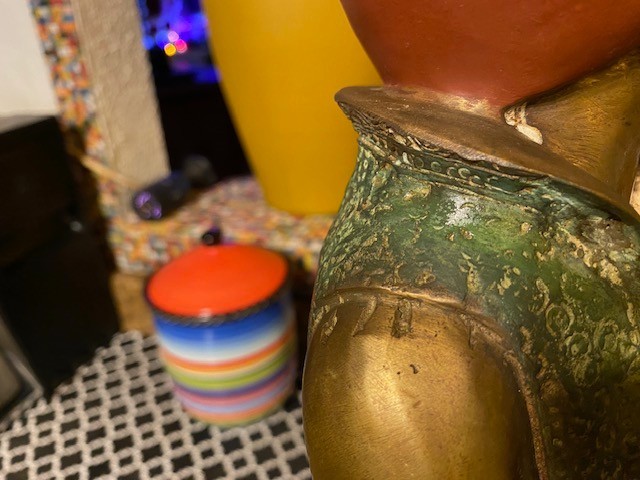 ANTIQUE BRONZE MIDDLE EASTERN COLD PAINT , NUBIAN?CANDELABRA! 16 LBS EACH!