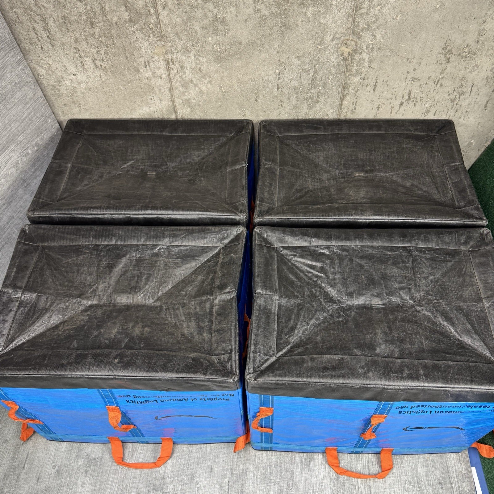 LOT OF 4 PREMIUM AMAZON COURIER DELIVERY CURRENT STYLE TOTE BAGS 28x24x20 BLUE