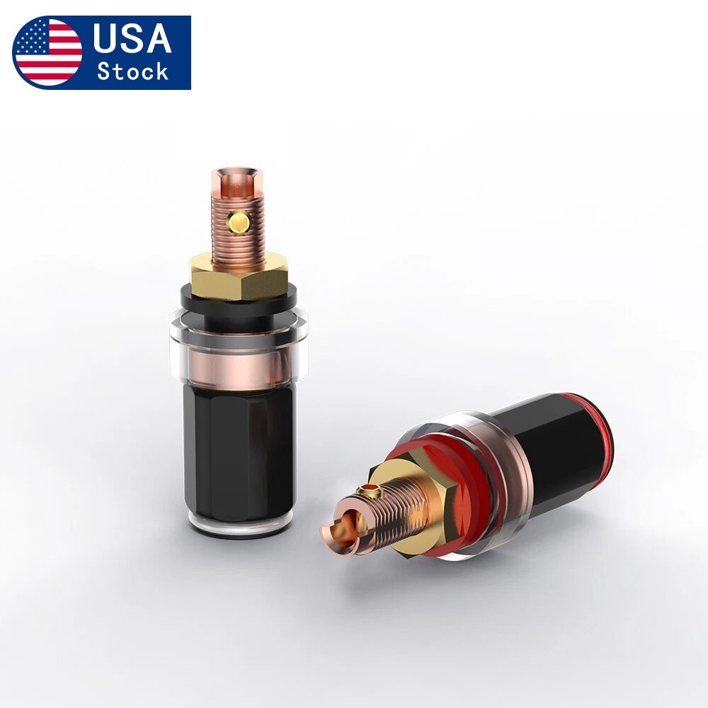 4Pcs Red Copper Plated Binding Post 4mm HiFi Banana Female Speaker Amp Terminal