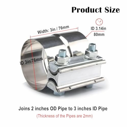 3 Inch Exhaust Clamps Stainless Lap Joint Band Clamp, New