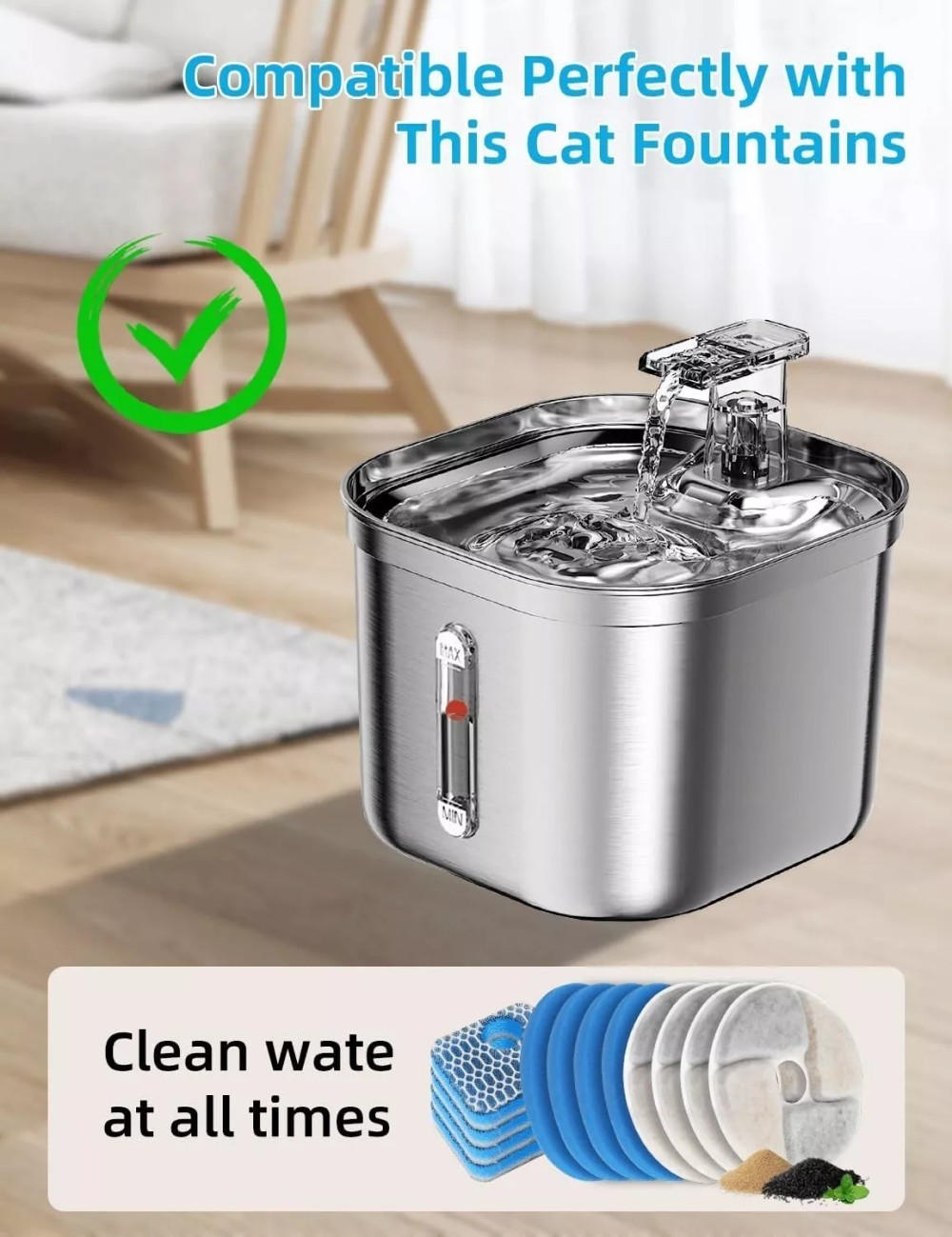 8x Pet Water Fountain Replacement Filters for Cat Dog Drinking Flower USA