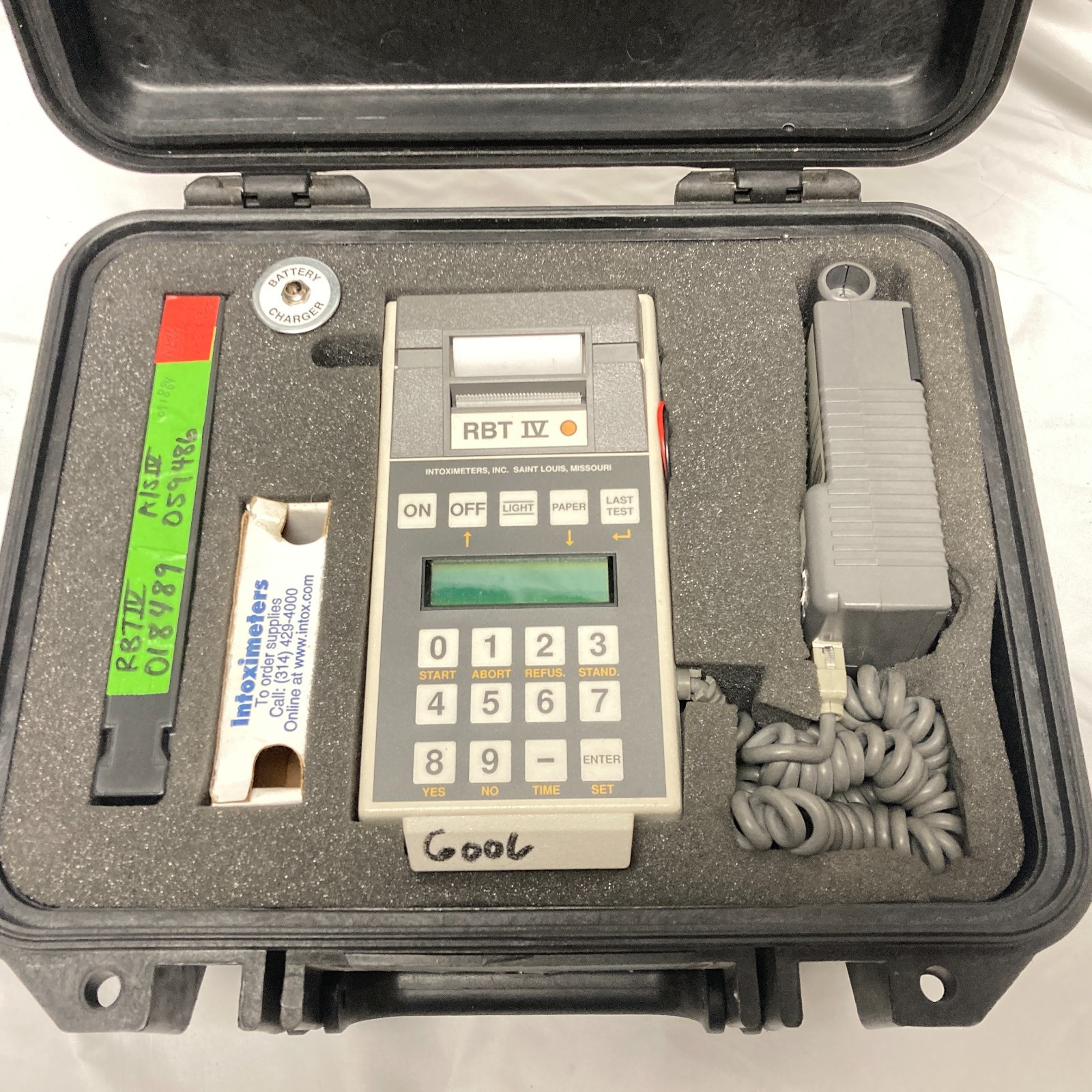 Intoximeter Alco Sensor RBT IV w/ Case + Accessories, NEEDS BATTERY + AC CHARGER