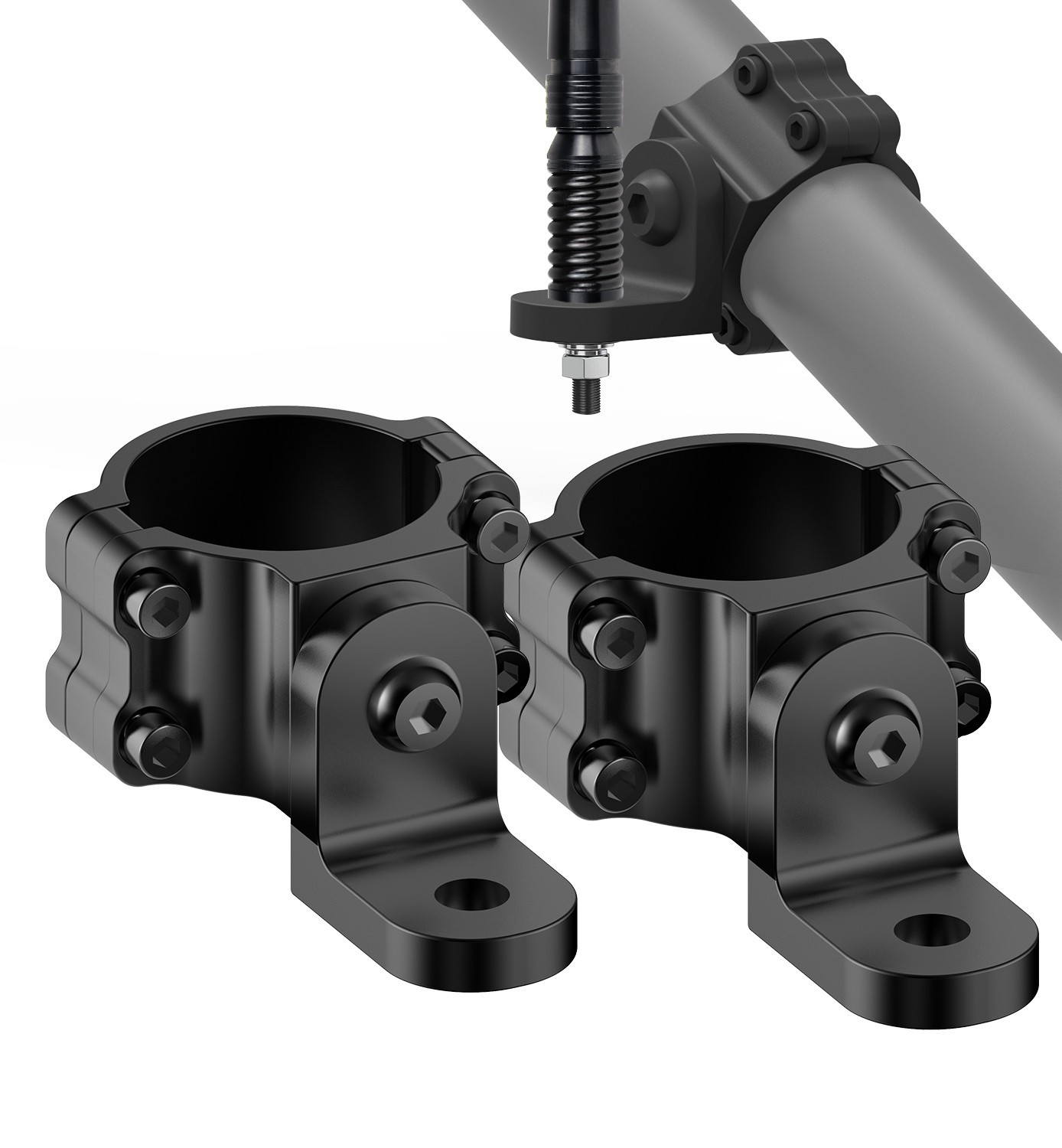 2PCS UTV ATV Whip Light Mount Flag Brackets 360°Adjustable For 1.65"-2" Roll Bar