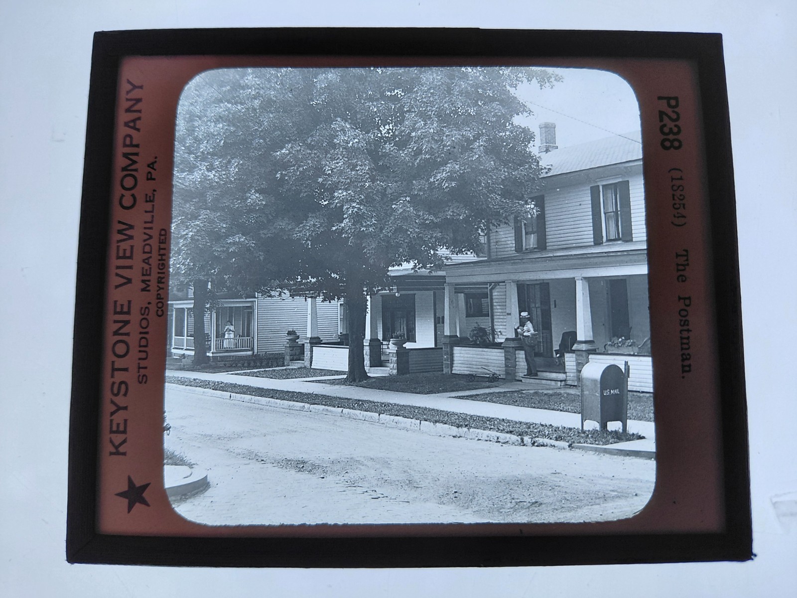 Magic Lantern Glass Slide Photo Keystone P238 The Postman Deliverinv Mail