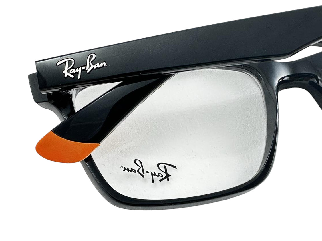 Ray Ban NEW Black Square Fashion Frames 55-17-145 Eyeglasses RX7025 Demo Lens