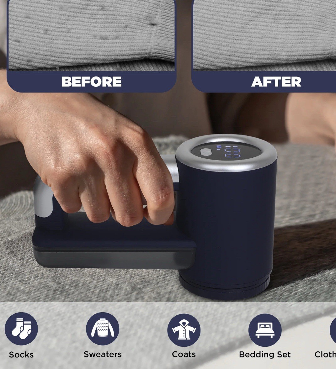 Electrolux Rechargeable Fabric Shaver | 3-Speed Lint Remover for Clothes Black