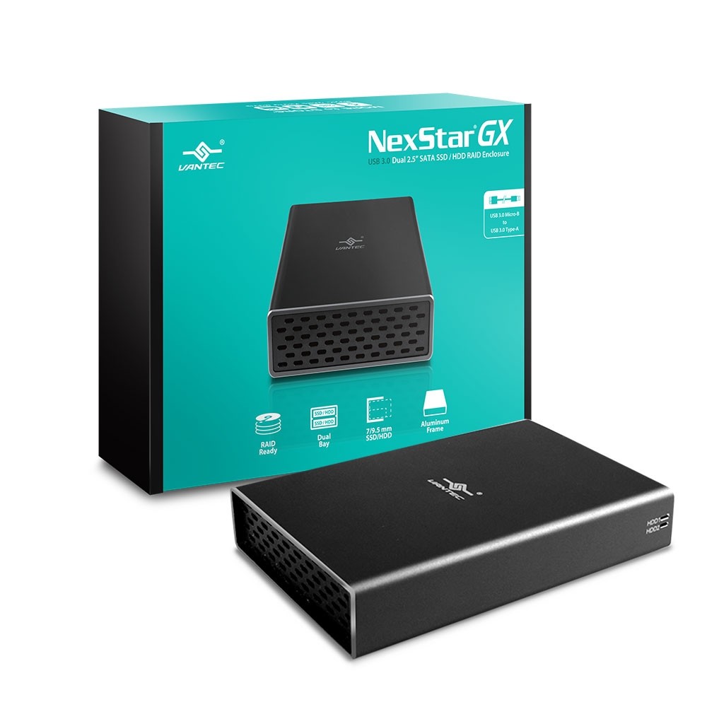 Vantec NexStar® GX USB 3.0 Dual 2.5” SATA SSD/HDD RAID Enclosure