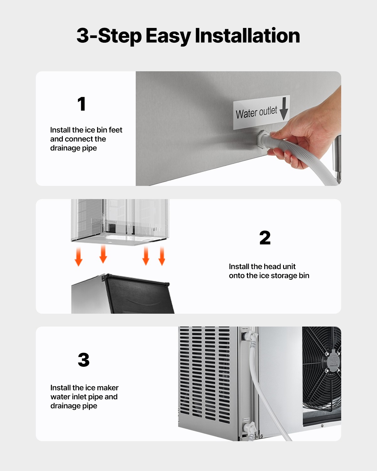 VEVOR Commercial Ice Maker Storage Bin 500lbs Capacity Stainless Steel Ice Bin