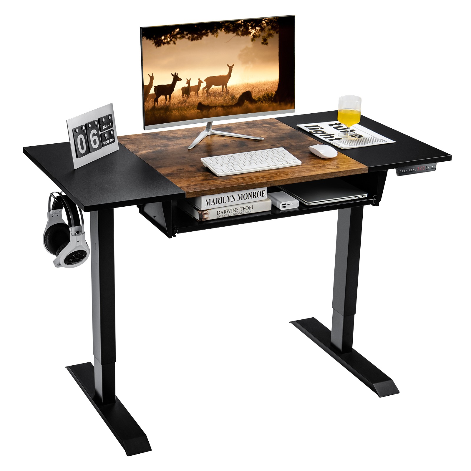 Costway 48" Electric Sit to Stand Desk Adjustable Workstation w/ Keyboard Tray