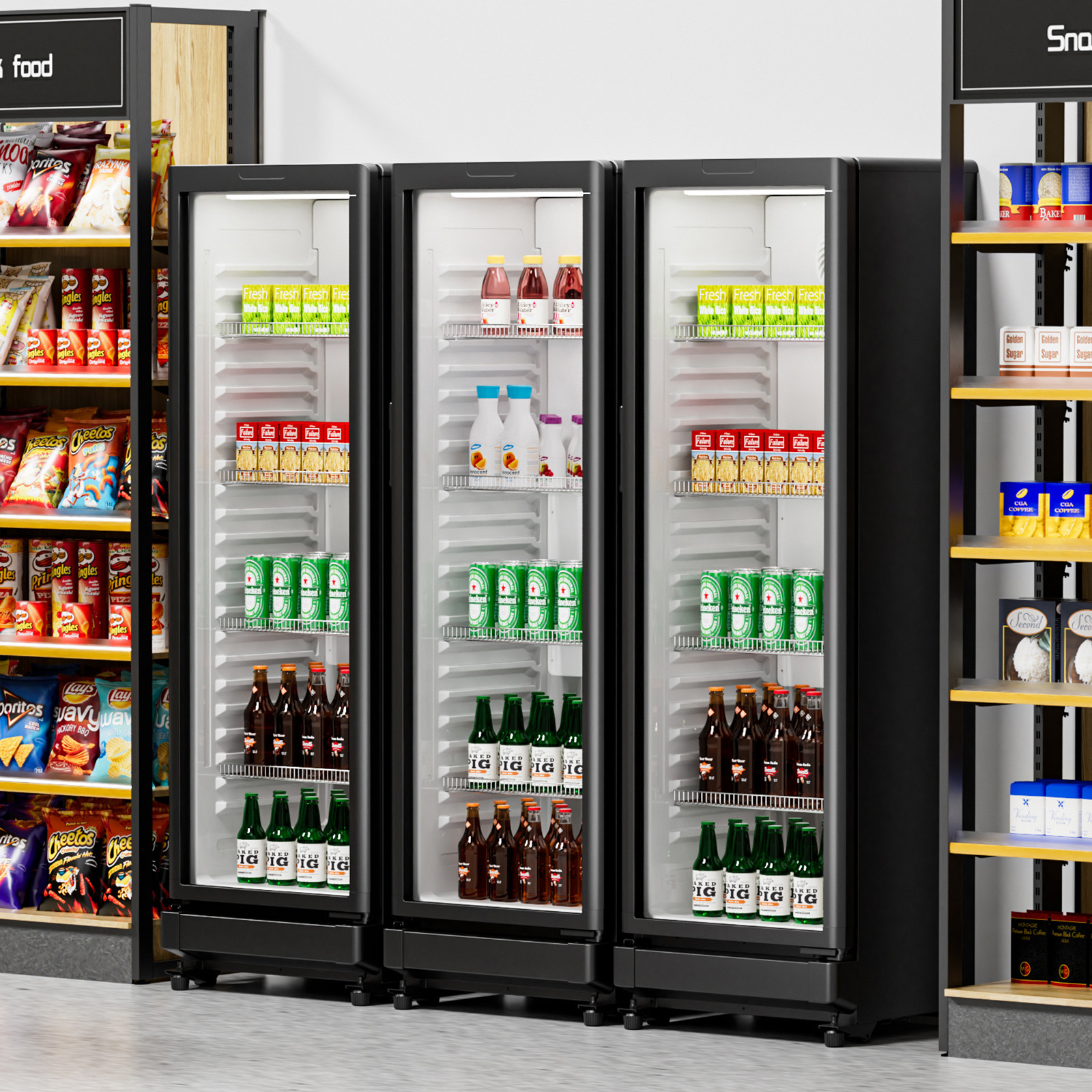 VEVOR Commercial Merchandiser Refrigerator 8.1 CU.FT Glass Door Beverage