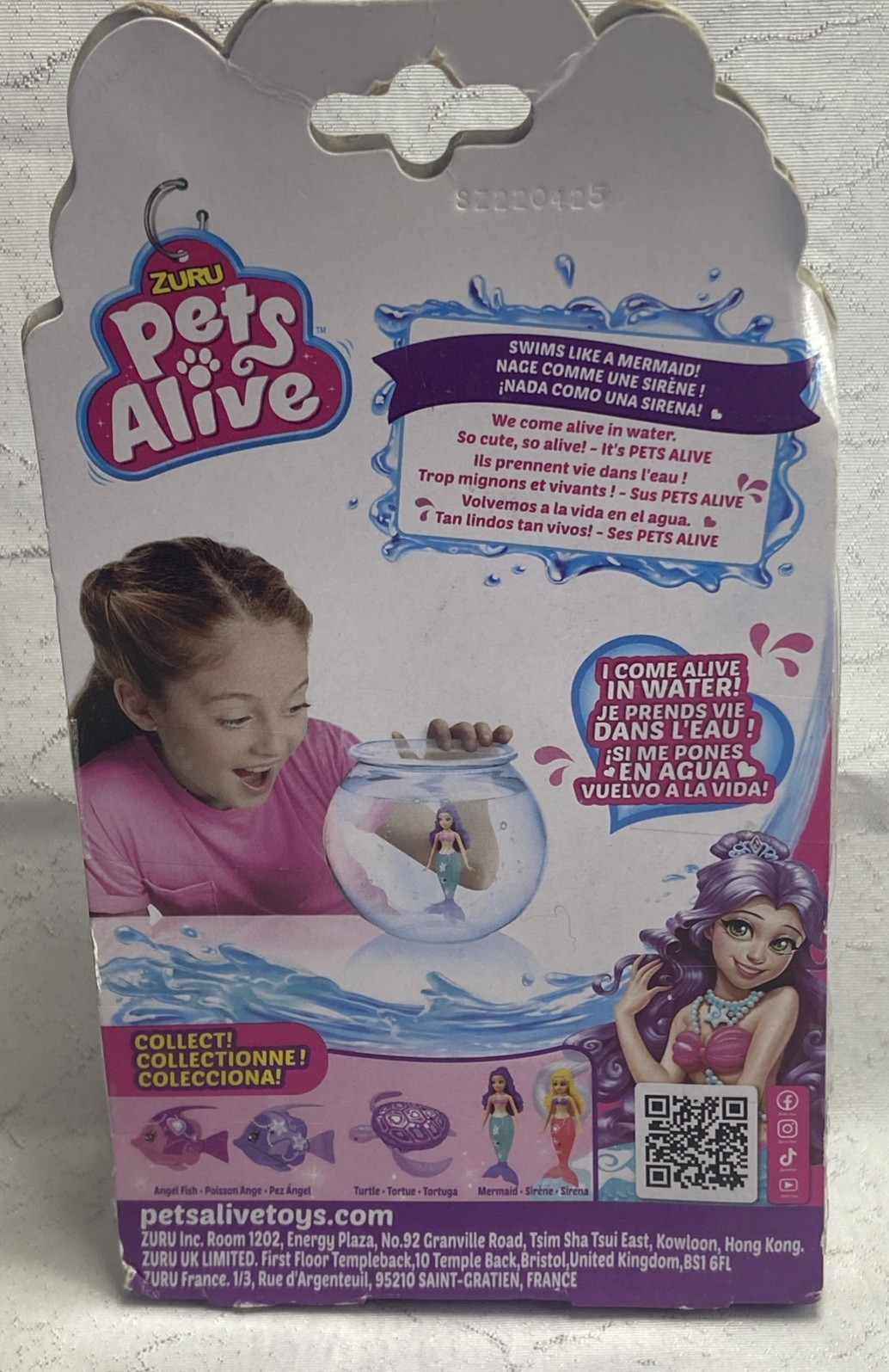 Pets Alive Magic-Swim Mermaid Figure ZURU Purple Hair Swimming Toy 3+ Water NEW
