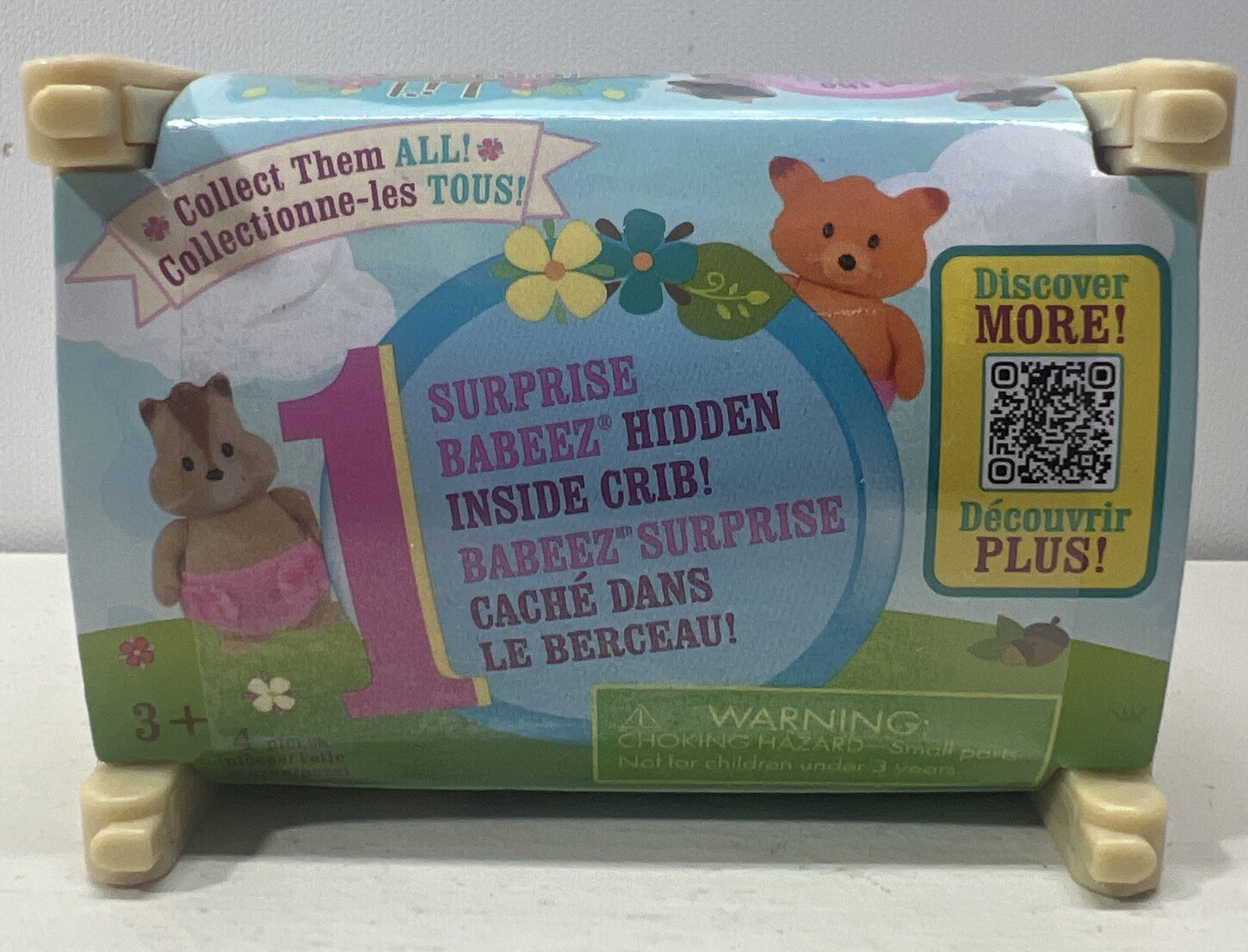 Li'l Woodzeez Babeez Surprise Crib 1 Baby Character Crib Bottle & Bib Lot 2