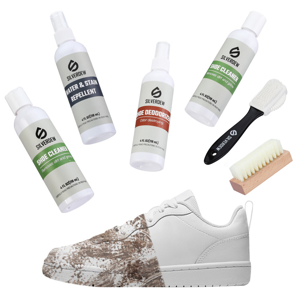 7PIECE Shoe Cleaning Kit w/2 Bottles Shoe Cleaner 2 Brushes Deodorizer Protector