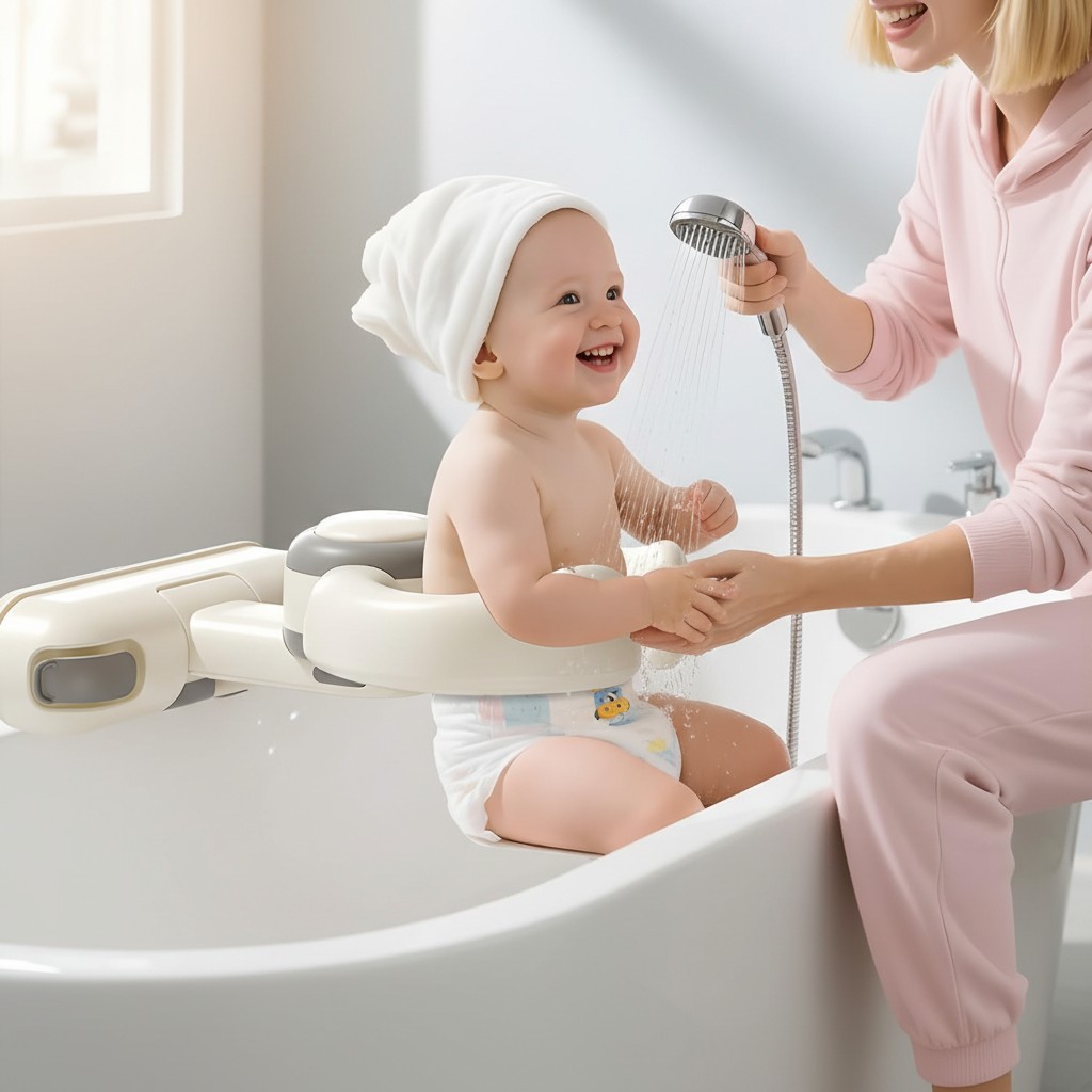 Foldable Baby Shower Support Seat with Strong Suction for Infants 6+