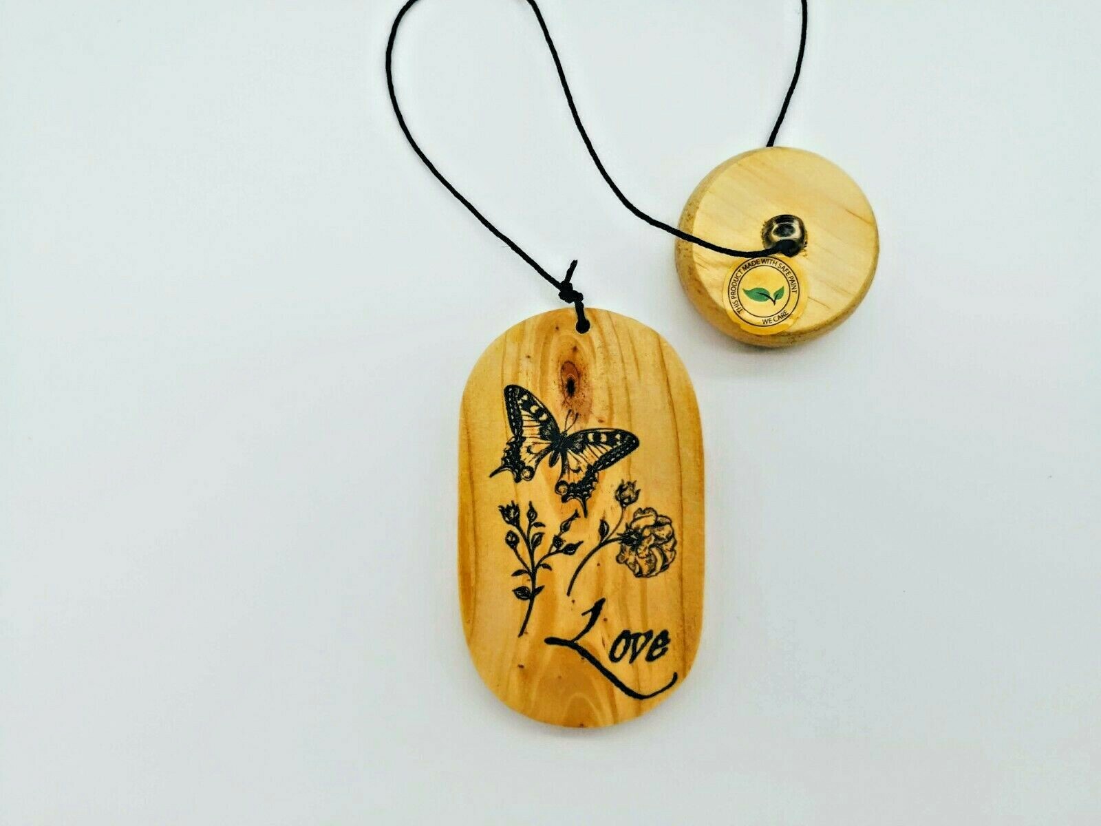 Wind Chimes Natural Wood & Metal Love Wind Chime 5 Tubes Wooden 26" Windchimes