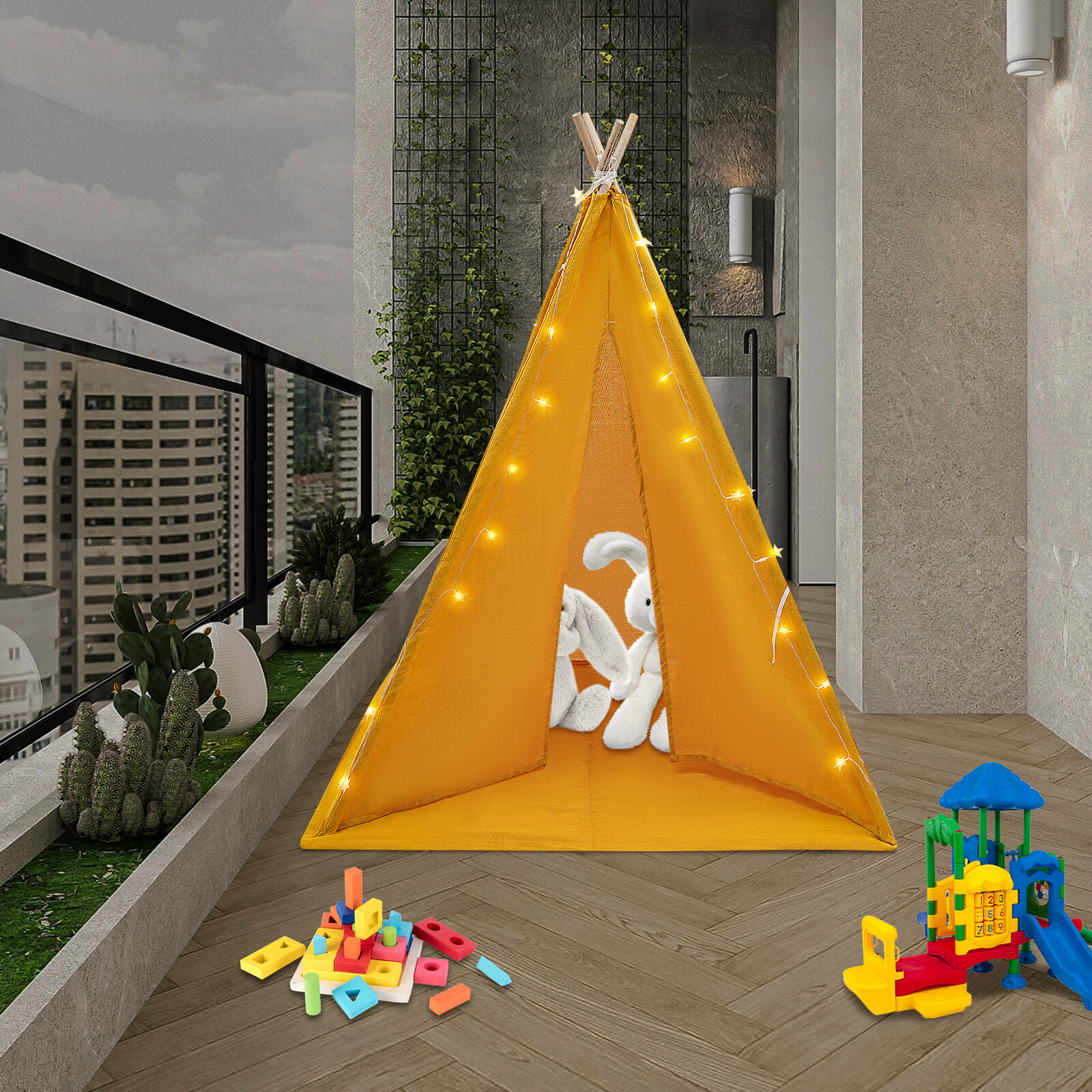 Children's Indoor Playhouse Play Tent With Light for 1-3 Kids Home Tent For Kids