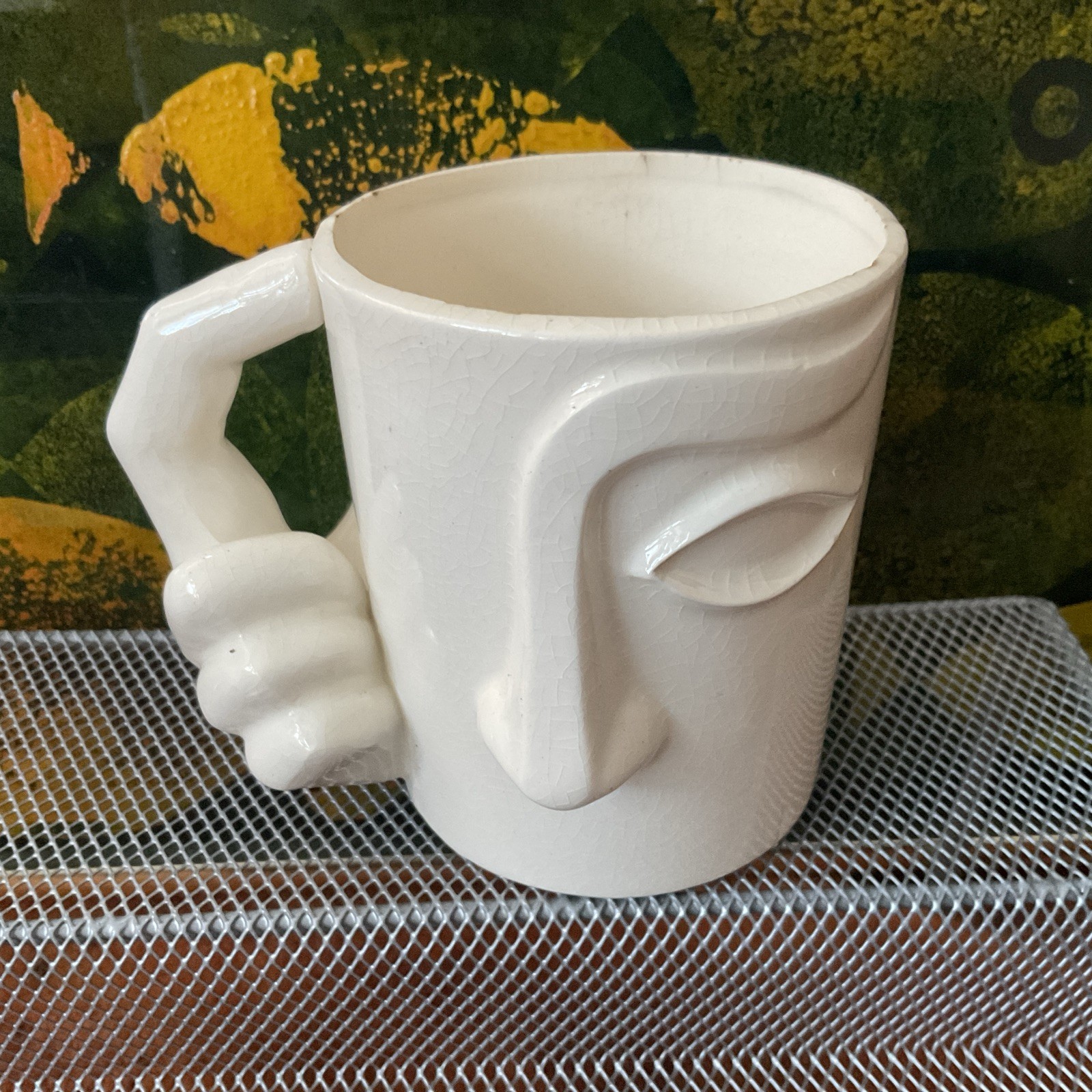 Vintage 1960’s MCM Abstract Ceramic - Think Drink Coffee Cup Mug Promo