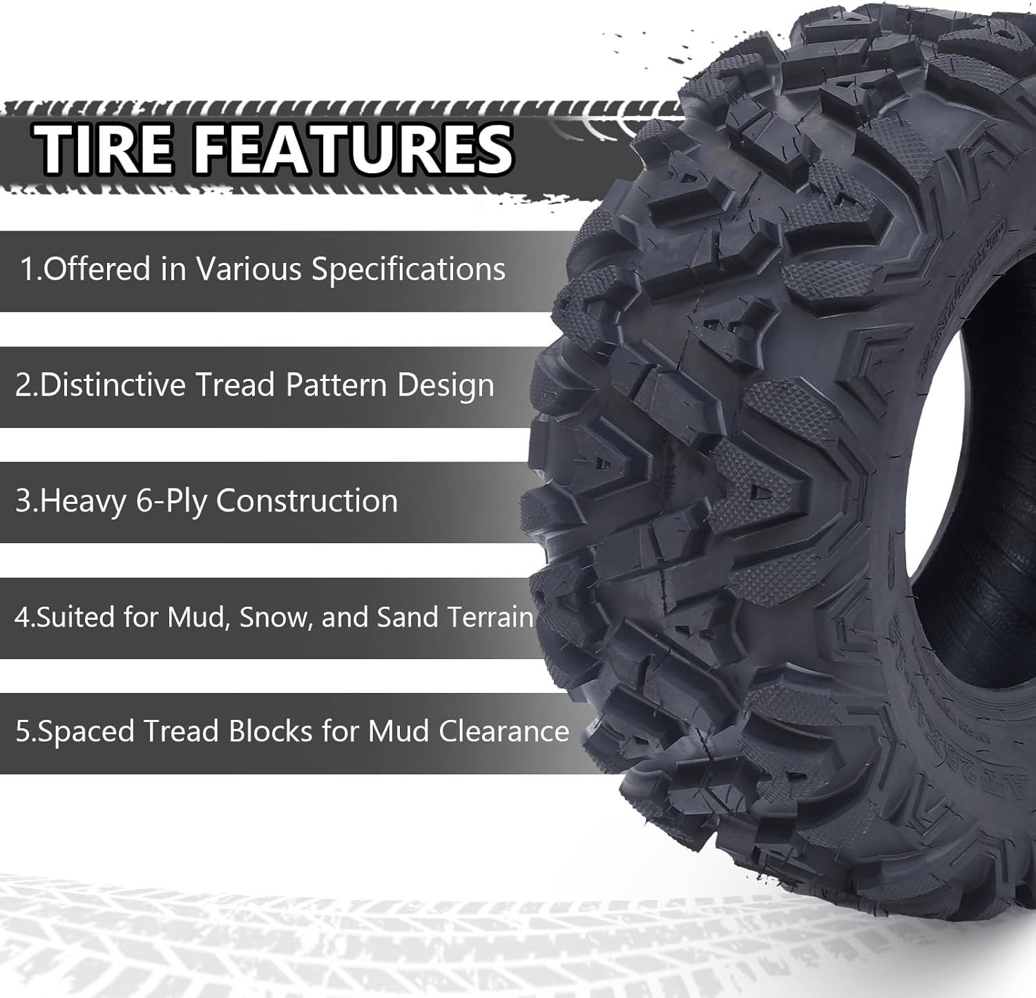 4PCS 26x11-12 26x9-12 Front Rear ATV Tires 26x11x12 26x9x12 6PR Mud ATV UTV Tire