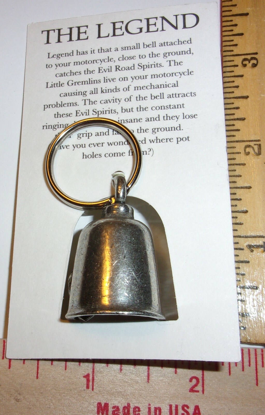 Plain "Gremlin Bell" good luck motorcycle riding charm ride guardian made USA