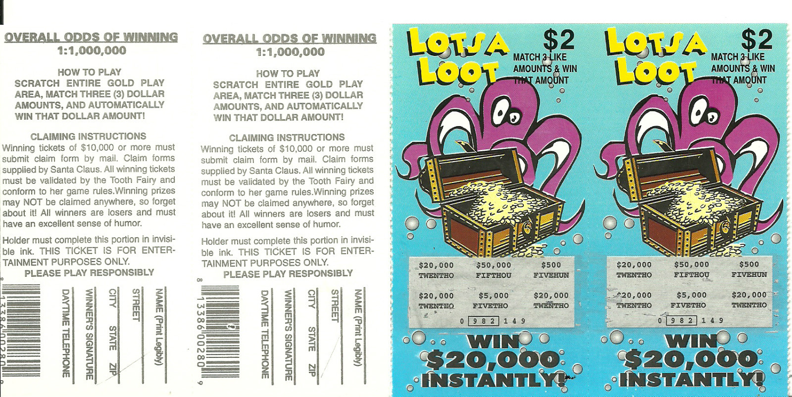12 FaKe GaG JoKe PrAnK LoTTo LoTTeRy TiCkEtS Special Price $4.49 *FREE Shipping