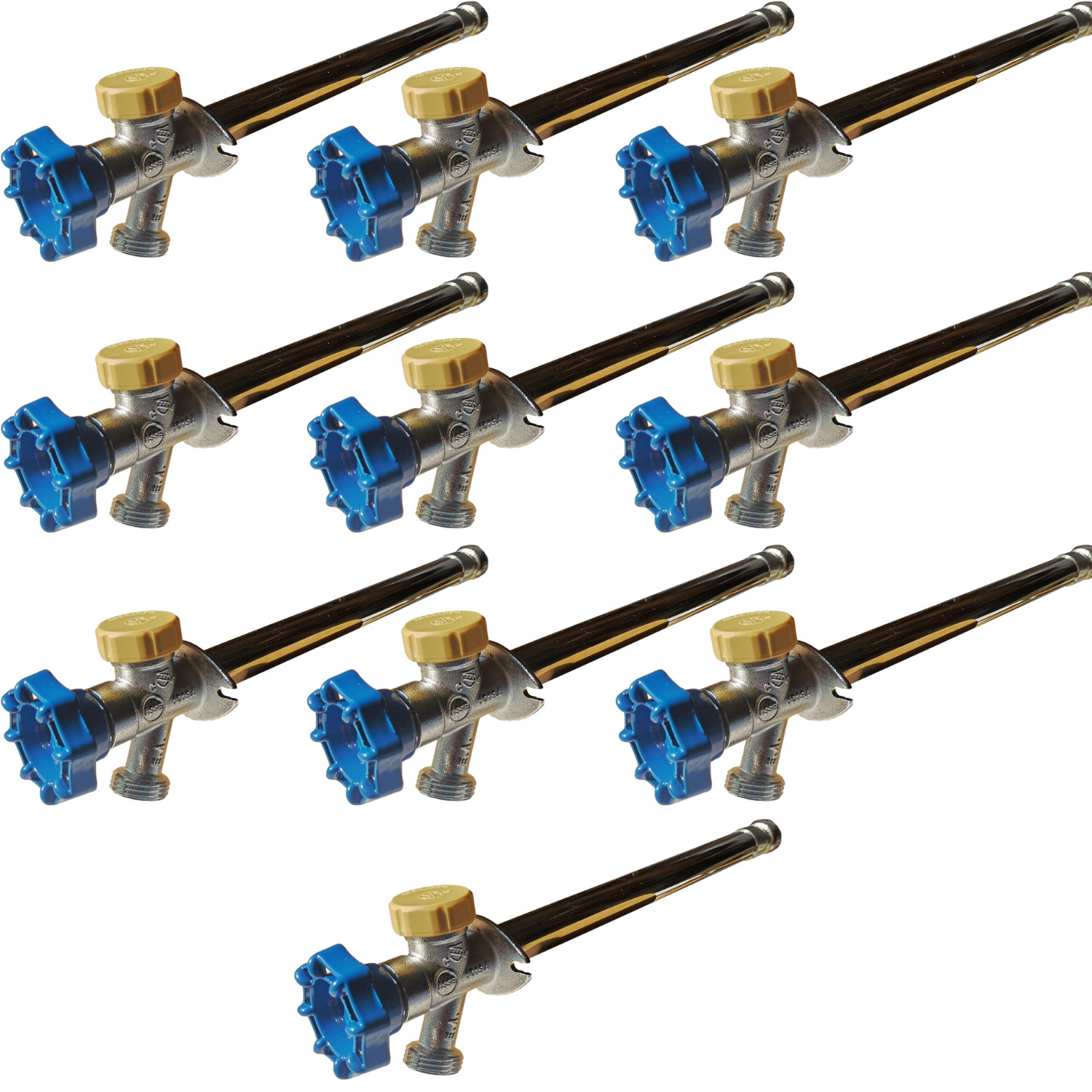 10 Pack Anti-Siphon Frost Free Sillcock 10", 1/2 Push Fit x 3/4 GHT Garden Valve