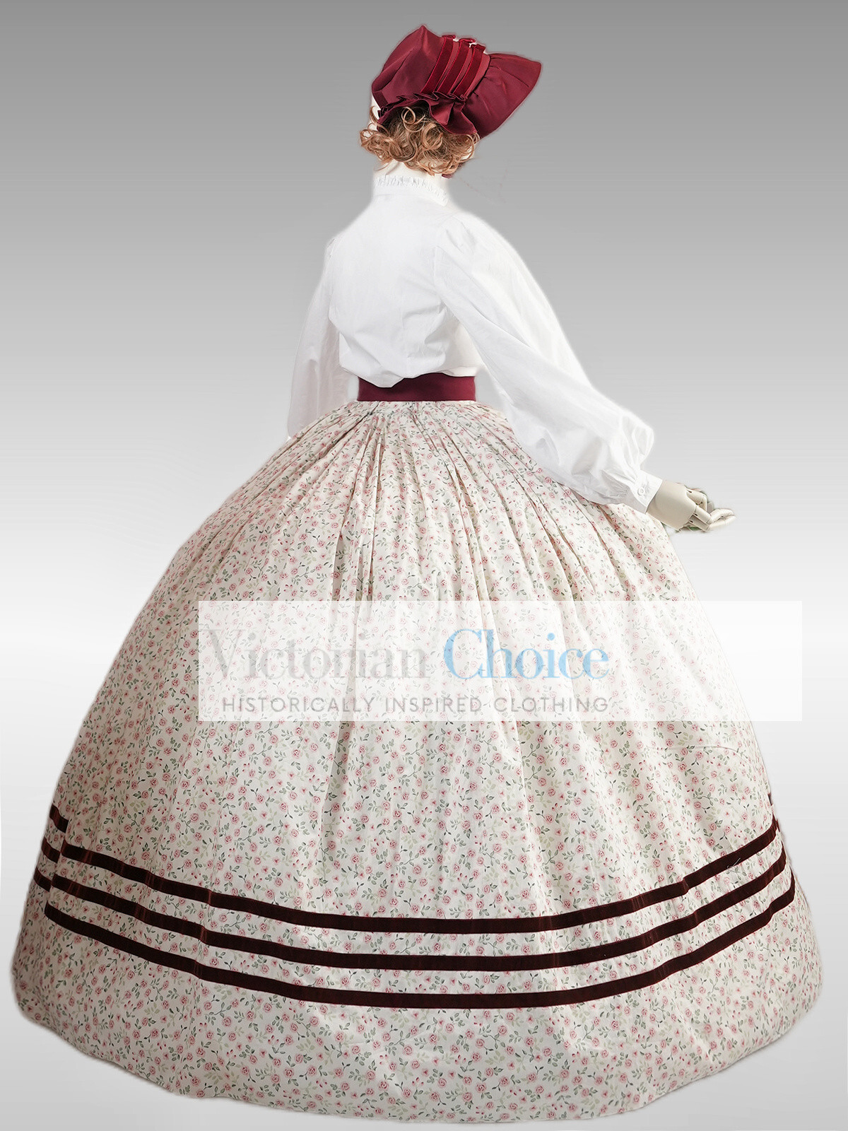 Victorian Southern Belle 19th Century Floral Dress Garden Theater Clothing 2402