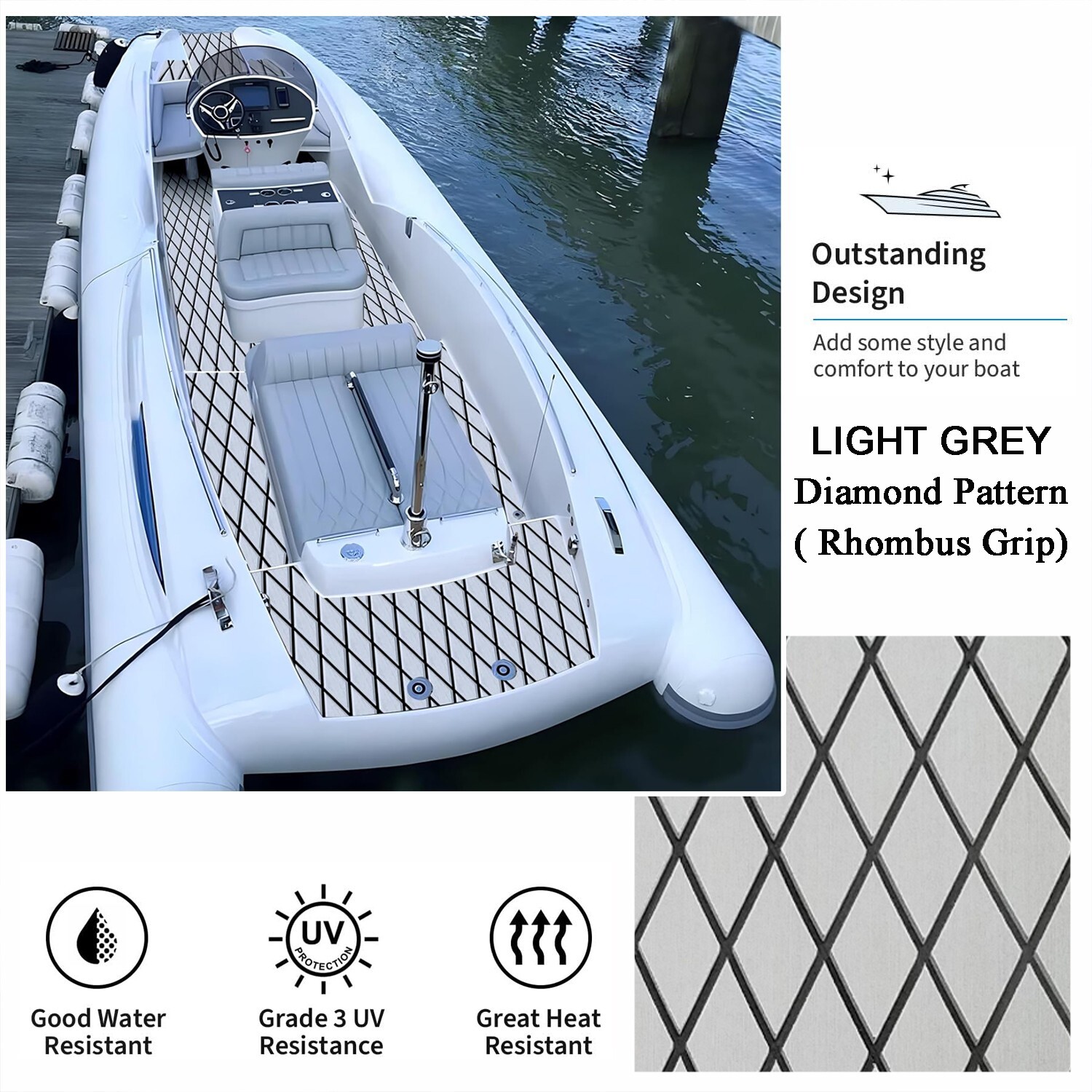 Diamond Type EVA Foam Boat Decking Sheet Mat Marine Flooring Yacht Non-Slip Pad