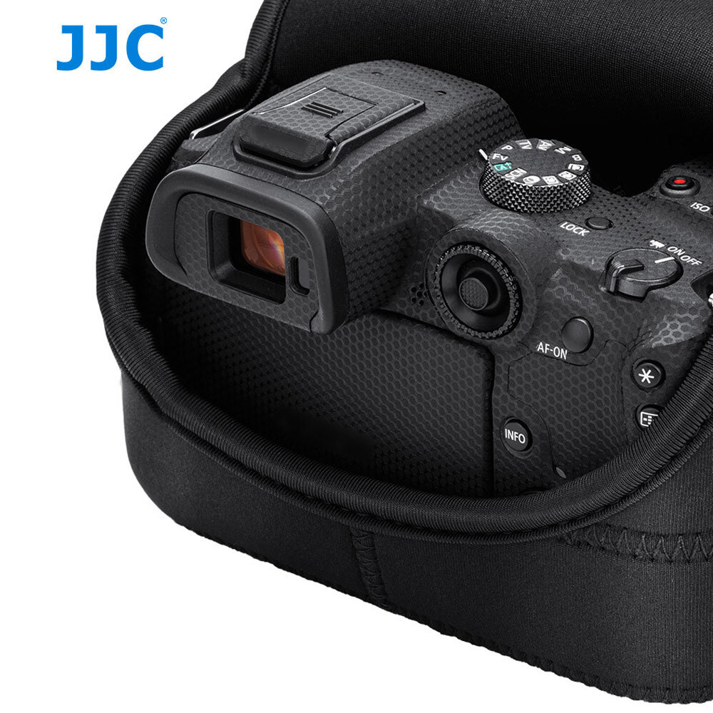 JJC Black Neoprene Pouch Camera Case Canon EOS R7 R10 +RF-S 18-45mm Lens