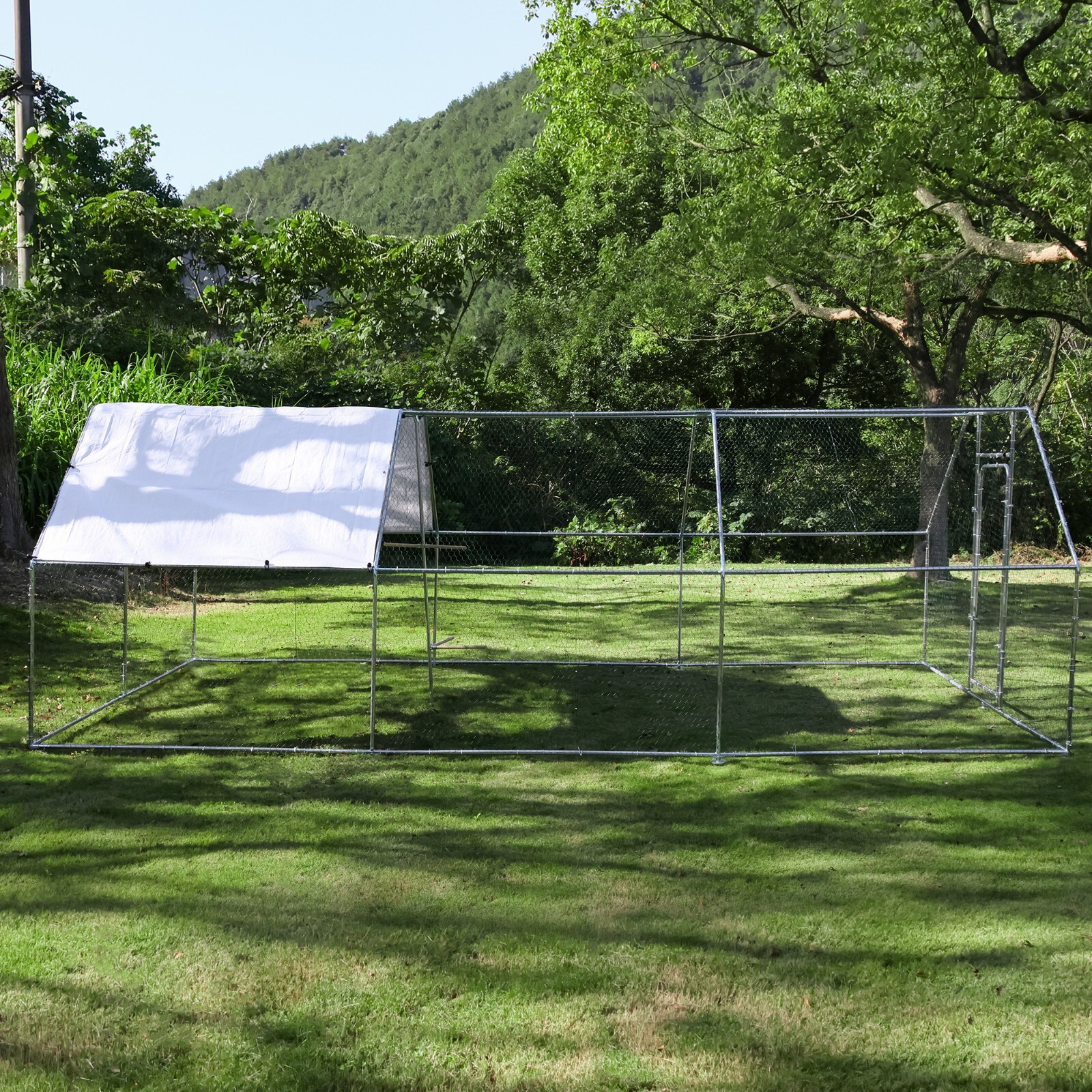 Walnest 20ft x 10ft x 6.5ft Large Metal Walk-in Chicken Coop Run Cage Hen House