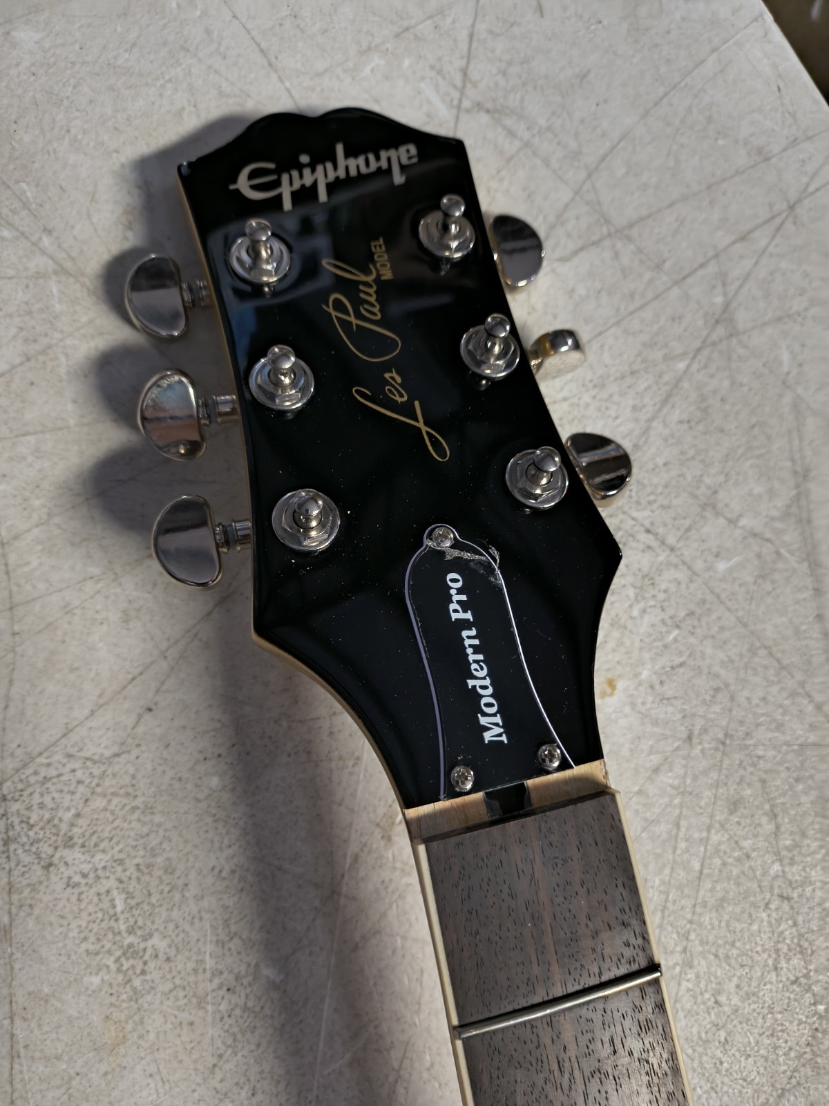 Epiphone Les Paul Modern Pro Electric Guitar - Metallic Gold, cracked, read all