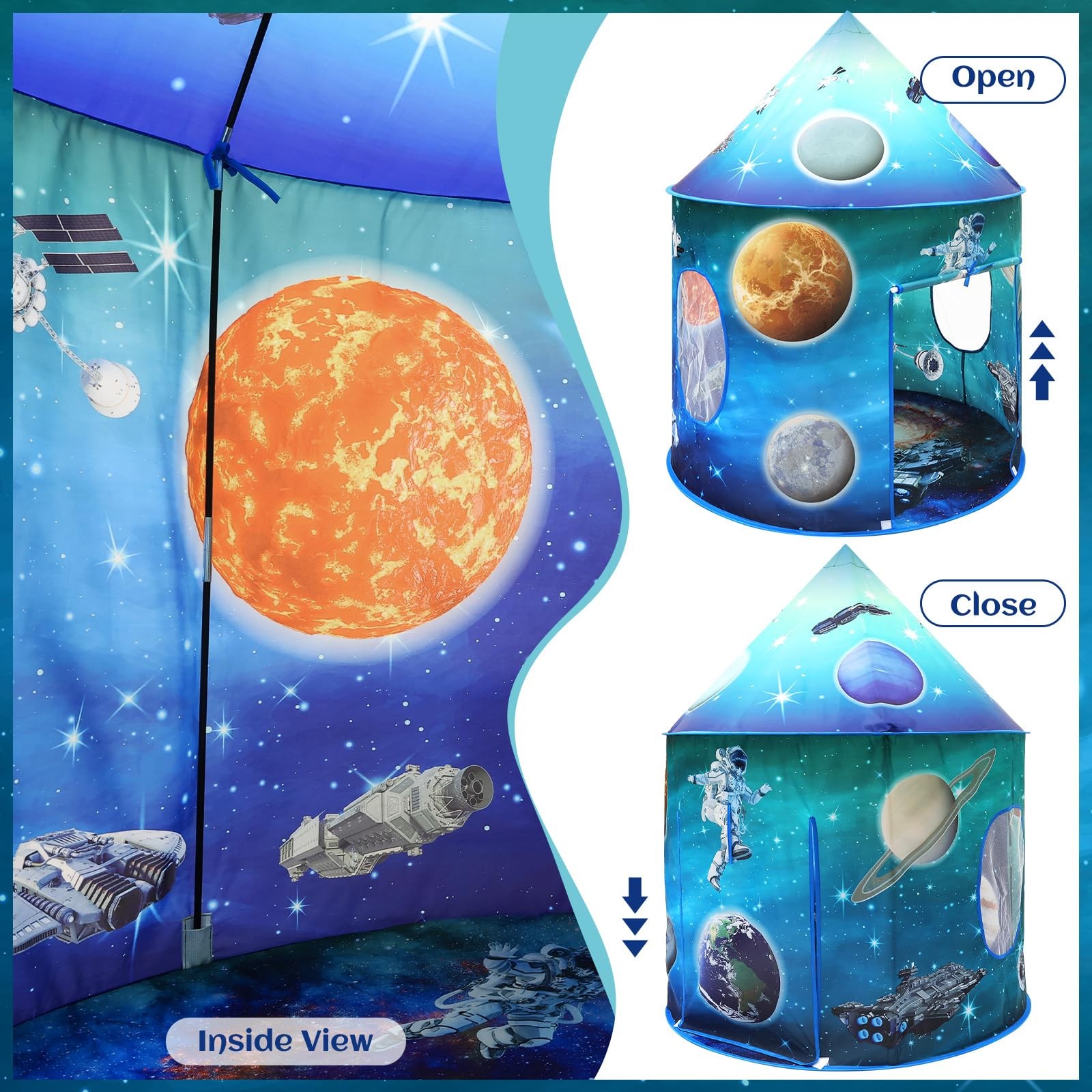 Space World Play Tent Pop Up Kids Indoor Sensory Playhouse Children Foldable ...