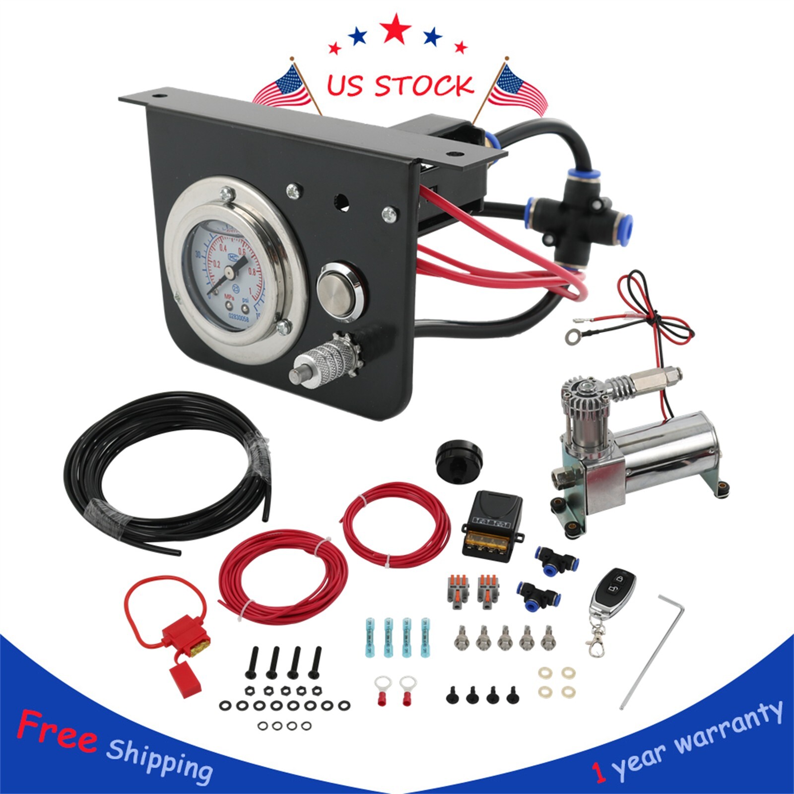 25804 Air Suspension Compressor Guage Switch Amps Kit Air Lift Bag Control Kit