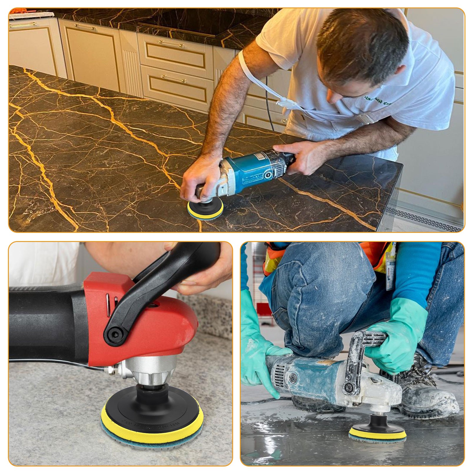 4" Diamond Wet Polishing Pads Kit for Stone Concrete Marble Quartz Granite Glass