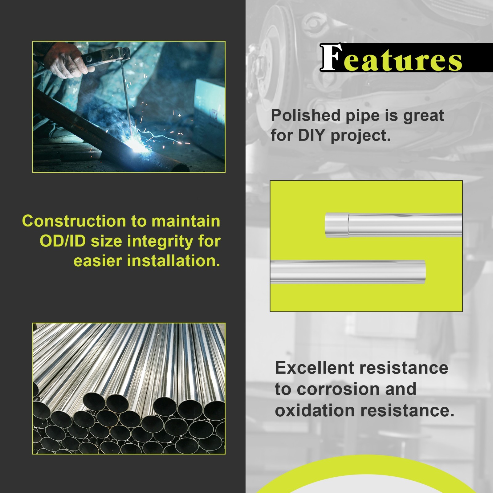 Universal 3" Custom Exhaust Tubing Mandrel Bend Pipe Straight U-Bend Kit 8Pieces