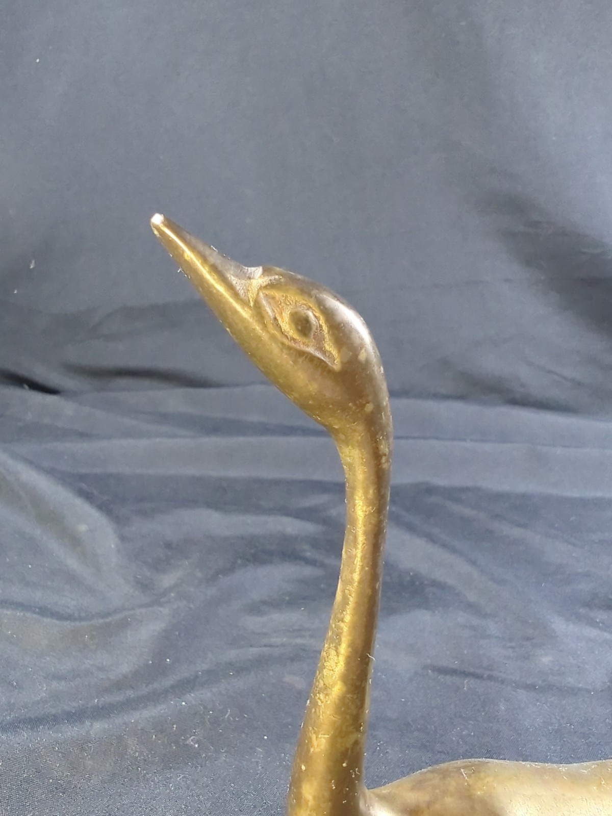 Pair Of Vintage Miniature solid Brass Swan Figurines Mid Century Modern Unique
