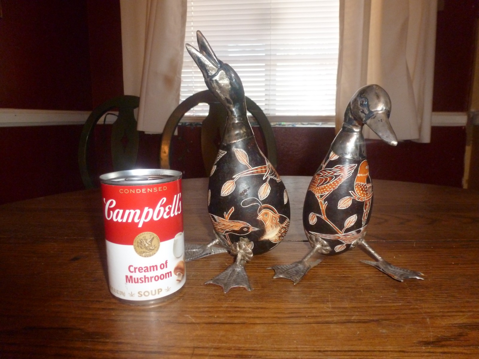 Sterling Silver 925 Vintage Hand-Carved Peruvian Gourd Art Duck