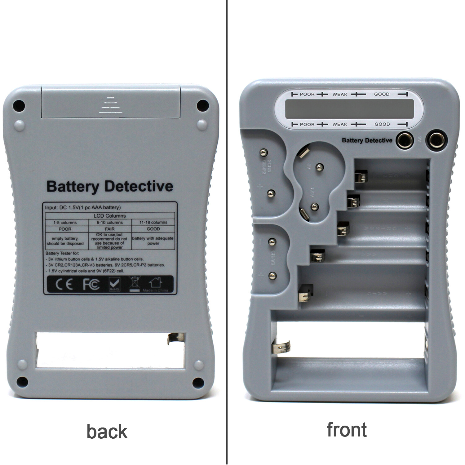 **BRAND NEW** 12-Type Battery Tester-Grey, LCD Display, for Household Batteries